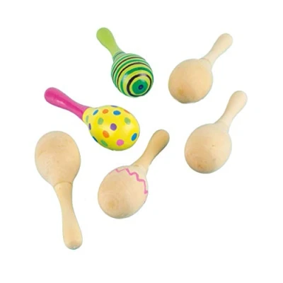 Obrázek Baker Ross Maracas ze dřeva k malování pro děti hudební nástroj chrastítko (4 kusy)
