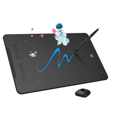Obrázek XP PEN DECO01V2 grafický tablet, kreslení, 10 x 6 palců, pasivní zadávací pero, 8192 stupňů, náklon a 8 zkratů, kompatibilní s Windows/Mac OS/ChromeBook/Android