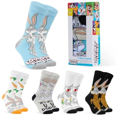 Obrázek LOONEY TUNES Socken Herren, 5er Pack Herren Socken, Bunte Lustige 40 45 (Grau/Mehrfarbig)