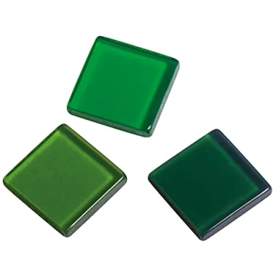 Obrázek Rayher Akrylová mozaika, průhledná 1 x cm, cca 205 kusů, SB box 50 g, směs zelených tónů, čtvercová, plastové kameny, plastová mozaika průsvitná, 14540432