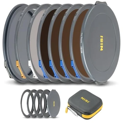 Obrázek NiSi JetMag Pro sada magnetických filtrů 82 mm s aretací Cinema Kit (FS ND4, FS ND8, ND16, ND64, True Color CPL filtr, Black Mist 1/8, 67 mm/72 mm/77 mm/82 magnetický redukční kroužek)