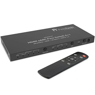 Obrázek FeinTech VAX04101A HDMI eARC Pass Switch 4x1, pro 3 zdroje, soundbar a TV dataprojektor 4K HDR Dolby Atmos