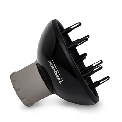 Obrázek Termix Diffusor mit Spikes für Föhns. Universell verstellbarer von Termix. 100 % verstellbar, sodass Sie die Öffnung der Perforation wählen können. Farbe: Schwarz.