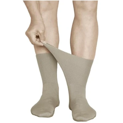 Obrázek vitsocks Pánské diabetické ponožky extra široké bez gumy pas (3x balení) oteklé nohy, bavlna, 41 43 46 47 50, Béžová