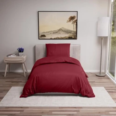 Obrázek Dreamzie Sada ložního prádla 155 x 220 cm se 2 povlaky na polštáře 80 burgundská červená povlečení dospělí ze 100% mikrovlákna certifikováno bez chemikálií (Oeko TEX)