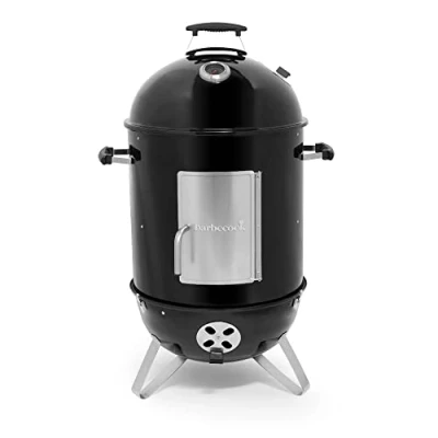 Obrázek Barbecook Udírna Oskar M na dřevěné uhlí, udicí gril s hákem uzení a teploměrem, pro horké za studena, černá