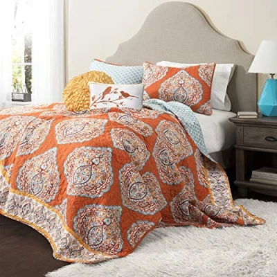 Obrázek Lush Decor 5dílná sada ložního prádla Harley pro dvoulůžko / Queen size postel, mandarinka, bavlna