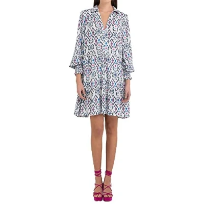 Obrázek REPLAY Damen W9036A Kleid, 010 Natural White/PINK/Blue/Azure, XS