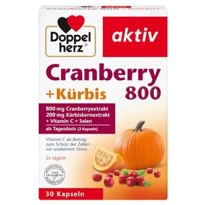 Obrázek Doppelherz Cranberry 800 + dýně vitamin C selen jako příspěvek k ochraně buněk před oxidačním stresem 30 kapslí