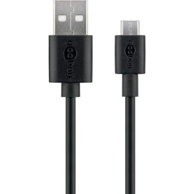 Obrázek goobay 38659 Micro USB nabíjecí a synchronizační kabel, 0,5 m, černý pro zařízení Android,