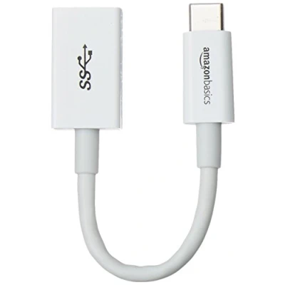 Obrázek Amazon Basics Kabel adaptéru USB C konektor na A zdířku (3,1, Gen. 1), 5 Gbit/s Highspeed, certifikace IF, pro notebooky, tablety, mobilní telefony, 1 kus, bílý