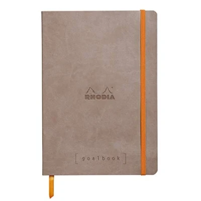 Obrázek Rhodia 117744C poznámkový sešit Goalbook (DIN A5, 14,8 x 21 cm, Dot, praktický a trendový, s měkkým víkem, 90 g, papír v barvě slonoviny, 120 listů, gumička, záložka) 1 kus, krteček šedý