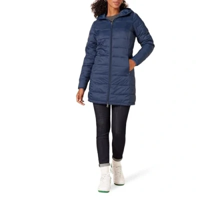 Obrázek Amazon Essentials Dámský lehký, vodoodpudivý vyrovnávací kabát s kapucí (k dostání v nadměrné velikosti), námořnická modrá, XL