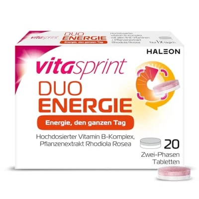 Obrázek Vitamíny Vitasprint Duo Energie 2fázové tablety, 20 ks s vysoce koncentrovaným komplexem vitaminu B pro snížení únavy a rostlinného extraktu Rhodiola Rosea