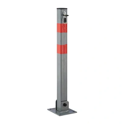 Obrázek Relaxdays Vymezovací sloupky čtvercové V x Š H: 65 15 13 cm zámek parkoviště nebo průjezdu sklopný pilíř se 3 klíči pro cylindrický jako sloupek s červenými výstražnými proužky, antracit
