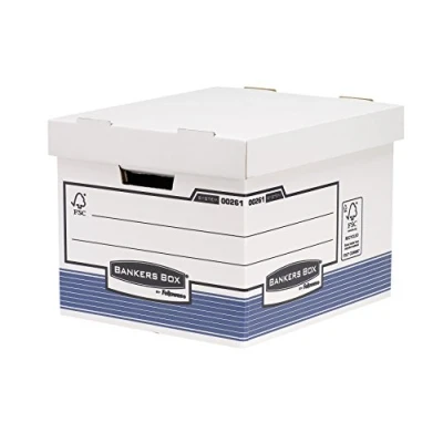 Obrázek Fellowes R Kive Prima Standard Archivbox s automatickou konstrukcí FastFold, 10 kusů, bílá/modrá