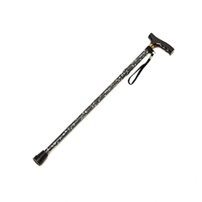 Obrázek Homecraft Folding Coloured Walking Stick s Wooden Handle, Lightweight Adjustable Cane for Balance, Mobility Aid, Wild Rose, 775 875 mm