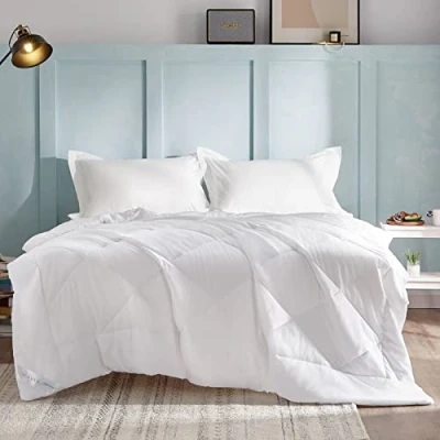 Obrázek WAVVE přikrývka 240 x 260 cm letní deka, prošívaná deka XXL 240, lehká tenká, měkká prodyšná cm, 150 g/m² z mikrovlákna bílá (260 cm)
