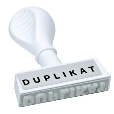 Obrázek WEDO 19314 text na skladě razítko duplikát, plast, šířka otisku cca 45 mm, výška písma 5,5 ergonomická rukojeť, bílá