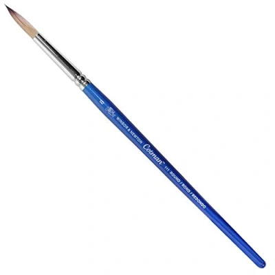 Obrázek Winsor &amp; Newton 5301008 Cotman štětec na akvarelové syntetické vlasy série 111 kulatý štětec, krátká násada s vynikající pružností, barevnou nosností a přesností bodů č. 8 4,9 mm, průhledný