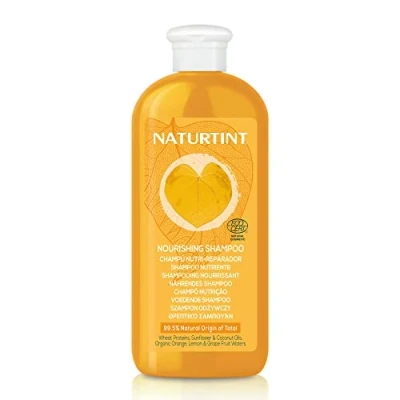 Obrázek Naturtint Šampon Hloubková péče a oprava. Suché poškozené vlasy. 99% přírodní složky. Bez silikonu parabenů. Ovocná voda z pomerančů, citronů hroznů 330 ml