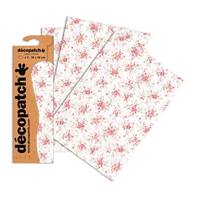 Obrázek Decopatch Papír č. 570 (růžová bílá rozmetačková květina, 395 x 298 mm) balení 3 ks