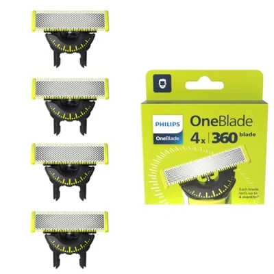 Obrázek Philips OneBlade 360 originální náhradní břity pro všechny modely a Pro, z ušlechtilé oceli s dlouhou životností, originál od Philips, balení po čtyřech kusech (model QP440/50)