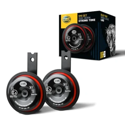 Obrázek Hella HORN STYLE S90 SET 12 V 111 dB(A) frekvenční rozsah: 350/415Hz vysokotónový / hluboký tón elektrický ECE barva pláště: červená/černá plochá přípojka množství: 2