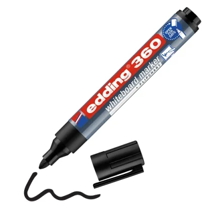 Obrázek edding 360 popisovač na bílou tabuli černý 1 tužka kulatý hrot 1,53 mm stíratelný tabuli, flipchart, magnetickou nástěnku, nástěnku skicovací