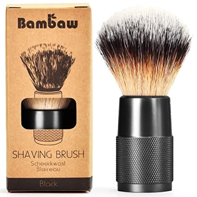 Obrázek Bart Pinsel in Schwarz Veganer Rasierpinsel Rasier Herren und Frauen Rasierer für Rasierschaum vegan Umweltfreundliche Shaving Brush Unterwegs Bambaw