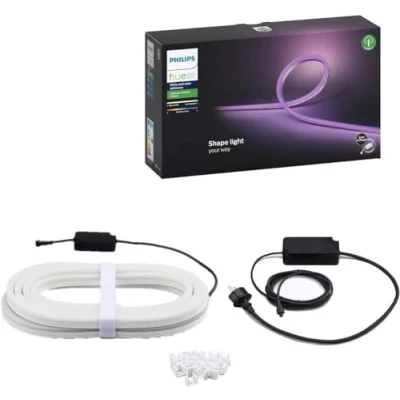 Obrázek Philips Hue White &amp; Color Ambiance Outdoor Lightstrip (5 m), stmívatelný LED pásek pro světelný systém s 16 miliony barev, chytré ovládání světla hlasem nebo aplikací