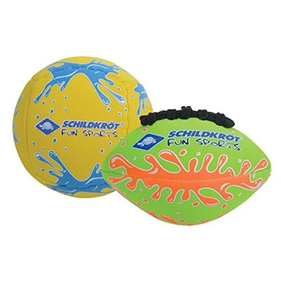Obrázek Schildkröt® Balení s mini míčkem, sada skládající se z 1 volley a amerického fotbalu, Ø 9 cm, neklouzavý odolný vůči slané vodě, ideální na pláž vodu, 970282