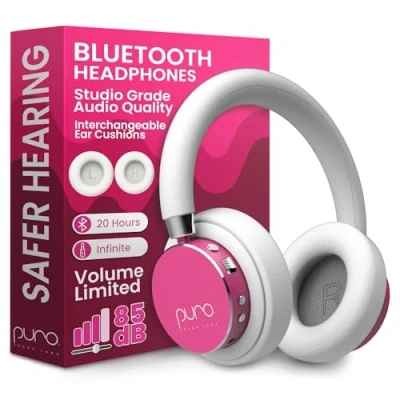 Obrázek Puro Sound Labs BT2200 Plus Bluetooth sluchátka omezující hlasitost pro děti bezpečnější studiová kvalita a izolace hluku růžová