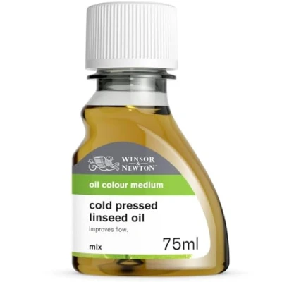 Obrázek Winsor &amp; Newton Lněný olej lisovaný za studena 3021747, zvyšuje lesk a průhlednost olejových barev, láhev 75 ml