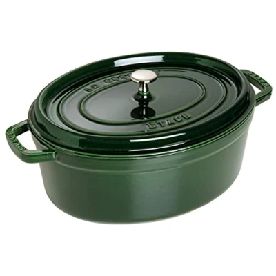 Obrázek Cocottes/oválný pekáč s víkem Staub (4,25 l, vhodný pro indukci, smaltovaný vnitřní povrch hrnce v matné černé), 33 cm