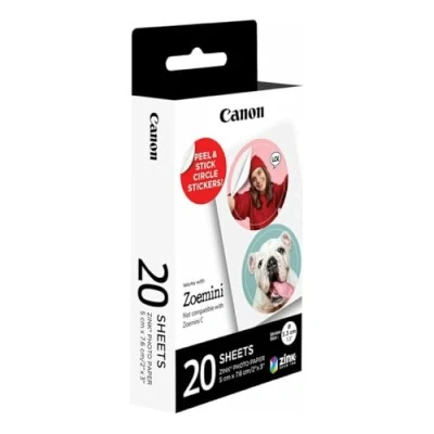 Obrázek Canon Zink™ fotopapír prefabrikované kruhové fotonálepky (20 listů) Tiskněte fotografie mobilního telefonu pro personalizované nálepky