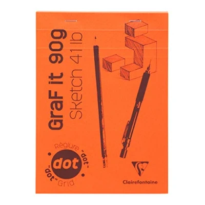 Obrázek Clairefontaine 96651C Skizzenblock Graf it, DIN A5, 14,8x21 cm, 80 Blatt, 90g, DOT Lineatur, geheftet, ideal für Trockentechniken, 1 Stück, farbig sortiert