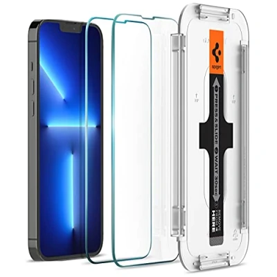 Obrázek Spigen Sklo. tR EZ Fit ochranná fólie kompatibilní s iPhone 14 Plus, 13 Pro Max, 2 kusy, ochrana senzoru, odolná proti poškrábání, tvrdosti 9H