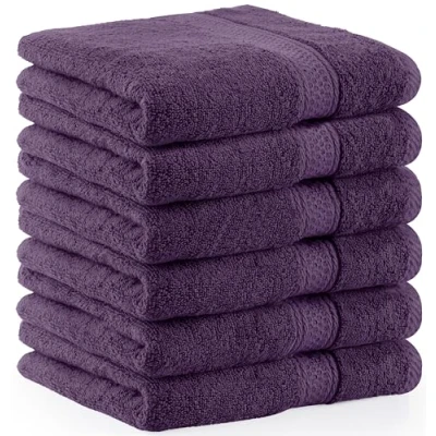 Obrázek Utopia Towels Balení 6 froté ručníků 50 x 100 cm s poutkem na zavěšení, středně velké ručníky 100% bavlna měkké a savé sada (švestka)