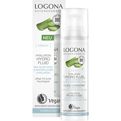Obrázek Hyaluron sérum od LOGONA Naturkosmetik s vysoce koncentrovanou bio Aloe Vera a kyselinou hyaluronovou, Hydro Fluid poskytuje obličeji intenzivní vlhkost, přírodní veganská péče o pleť, 30 ml