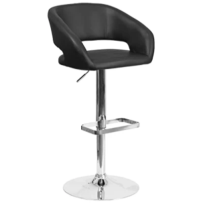 Obrázek Flash Furniture Moderní výškově nastavitelná barová stolička s chromovou základnou, kov, černý vinyl, 58,42 x 57,15 37,46500000000003 cm