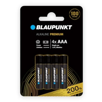 Obrázek BLAUPUNKT Premium AAA balení alkalických baterií se 4, nejlepší pro herní ovladače a hračky, LR03BPR/4CP