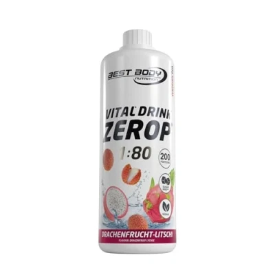 Obrázek Best Body Nutrition Vital Drink ZEROP® Liči z dračího ovoce, originální nápojový koncentrát sirup bez cukru, 1:80 vydává 80 litrů hotového nápoje, 1000 ml