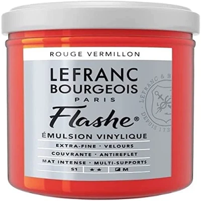 Obrázek Lefranc Bourgeois Akrylová barva a vinylová Flash 300644, vysoce pigmentovaná, elastická, stálá na světle, odolná proti stárnutí, matná, pro vnitřní i venkovní použití, hrnec 125 ml rumělka červená