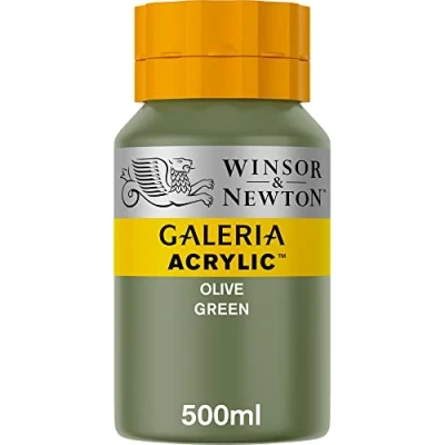 Obrázek Winsor &amp; Newton Akrylová barva Galeria 2150447, vysoká pigmentace, stálobarevná, máslová konzistence, 500 ml hrnec olivově zelená