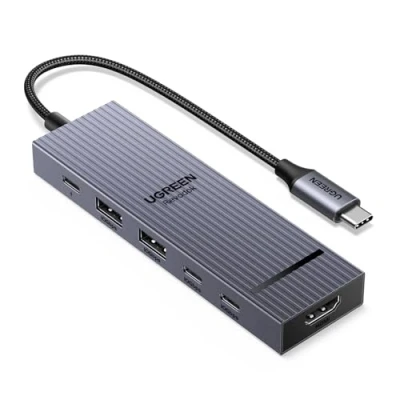 Obrázek UGREEN Revodok 10Gbps USB C hub HDMI 4K@60Hz adaptér 2*USB A 3. 2 &amp; PD 100 W na kompatibilní s iPhone 16, iPad Pro/Air, MacBook Galaxy S24, Steam Deck