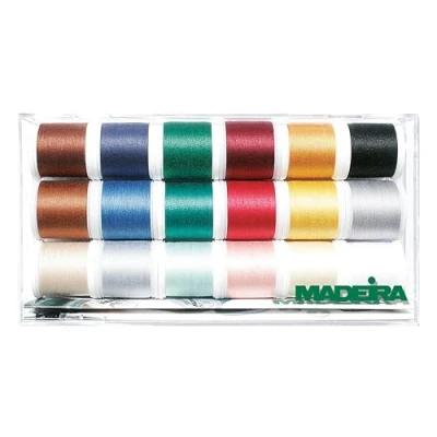 Obrázek Madeira 8031 Stickbox Cotona No. 80 18 cívek à 200 m, bavlna, Assorted, One Size, 3600