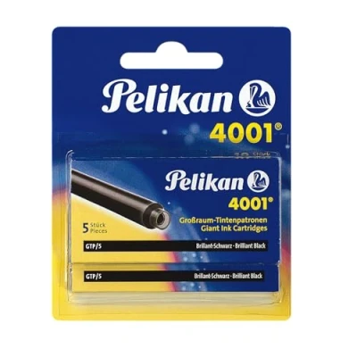 Obrázek Pelikan 330860 inkoustové náplně 4001 Brilliant černá, 2 pouzdra s 5 velkokapacitními náplněmi