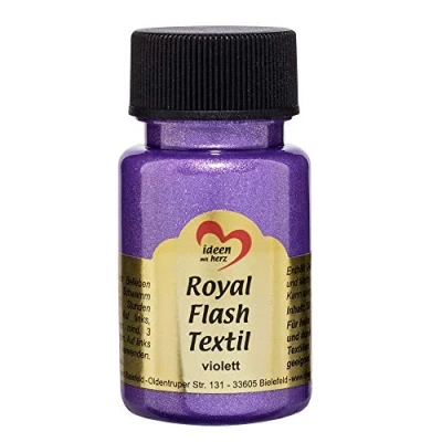 Obrázek Ideen mit Herz Royal Flash Textil, třpytivá metalická barva vysoce krycí, krémová textilní na bázi vody pro světlé a tmavé textilie 50 ml (fialová)