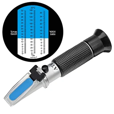 Obrázek HHTEC Refraktometr Winzer 0 32 Brix (cukr) 140 Öchsle 27 KMW s ATC pro víno pivo měření podílu cukru k výrobě kvalitních vín návodem obsluze v němčině